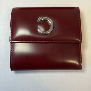 Cartier panther red compact wallet with‎ box